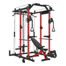 ERK 1500LBS Heavy Duty Multi-Functional Home Gym Power Rack Cage With Cable Crossover System & Bench Full View