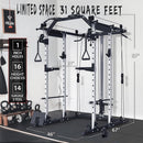 ERK Premium Multi-Functional Home Gym Power Rack Cage With Cable Crossover System & Bench, 1500LBS Demonstration View