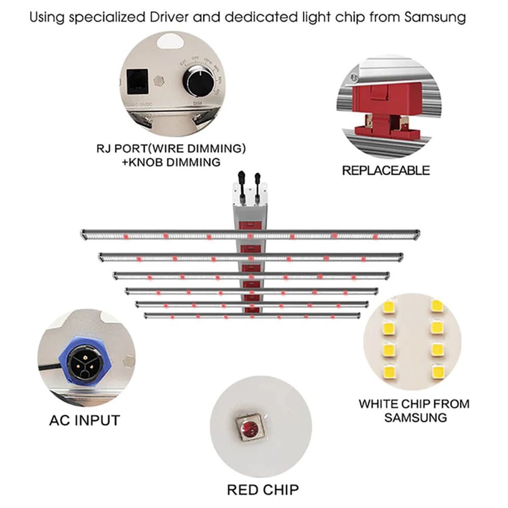 ES 1000W Full Spectrum Multi-Bar LED Grow Light For Indoor Plants (91764583) - SAKSBY.com - LED Grow Lights - SAKSBY.com