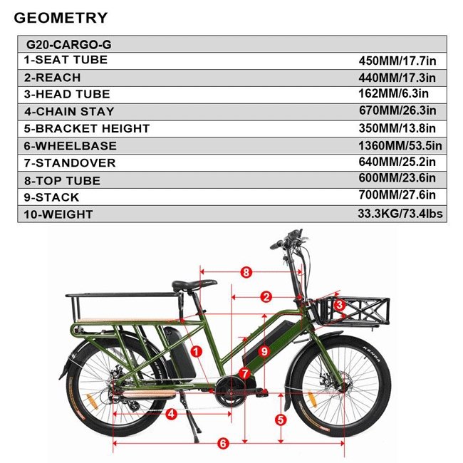 EUNORAU G20-Cargo 24" 48V11Ah Cargo Electric Bike, 500W - SAKSBY.com - Electric Bicycles - SAKSBY.com