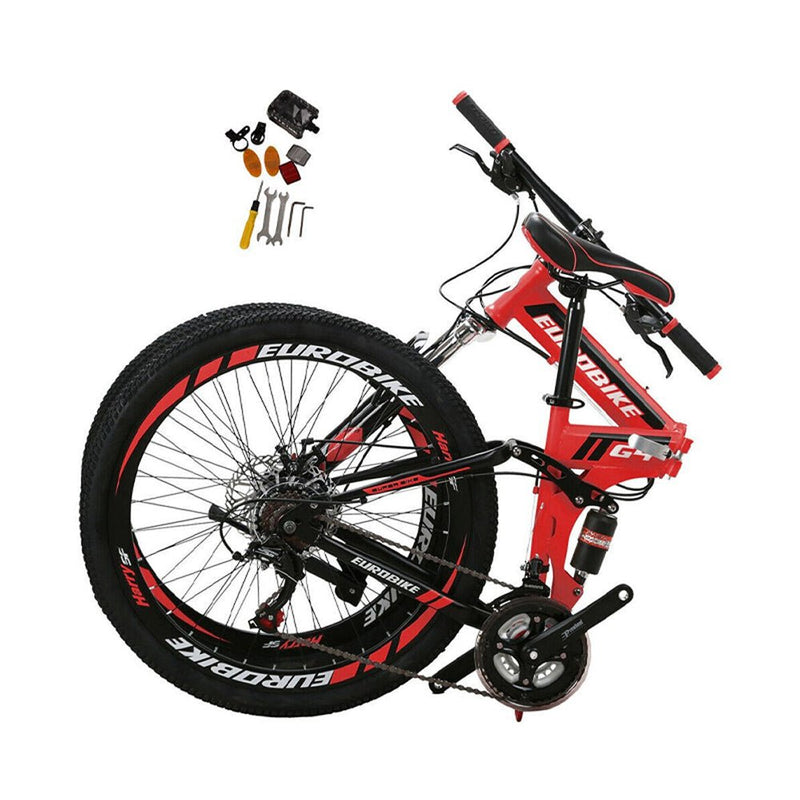 EUROBIKE High Performance Unisex Dual Suspension Adult Folding Mountain Bike, 26" (92705361) - Zoom Parts View