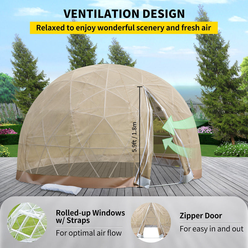 Extra Large 10 Person Outdoor Igloo Garden Greenhouse Dome Tent, 12FT (94316275) - SAKSBY.com - Side View