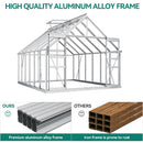 Extra Large Heavy Duty Polycarbonate Aluminum Greenhouse With Sliding Doors And Vents, 10x12x8FT Zoom Parts View