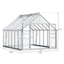 Extra Large Heavy Duty Polycarbonate Aluminum Greenhouse With Sliding Doors And Vents, 10x12x8FT Measurement View