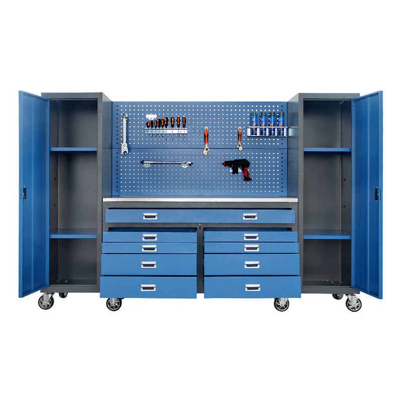 Extra Large Heavy Duty Steel Workbench With Stainless Steel Countertop And Wheels, 8.5FT (96173524) - SAKSBY.com - Light Therapy Panel - SAKSBY.com