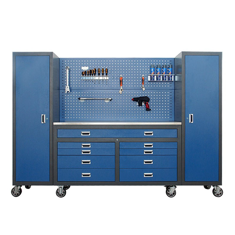 Extra Large Heavy Duty Steel Workbench With Stainless Steel Countertop And Wheels, 8.5FT (96173524) - SAKSBY.com - Light Therapy Panel - SAKSBY.com