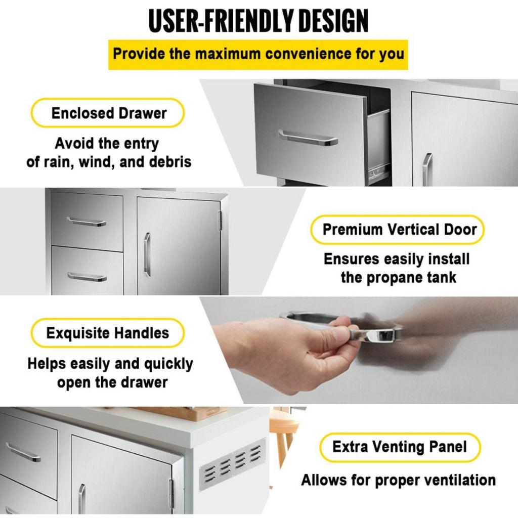 Extra Large Outdoor Stainless Steel Kitchen Storage Cabinet With Pulling Drawers (92817405) -Zoom Parts View