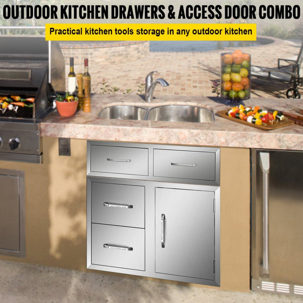 Extra Large Outdoor Stainless Steel Kitchen Storage Cabinet With Pulling Drawers (92817405) - Demonstration View