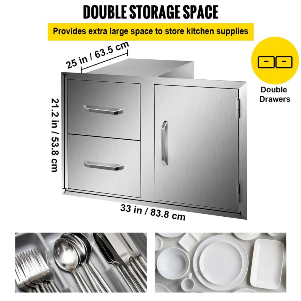 Extra Large Outdoor Stainless Steel Kitchen Storage Cabinet With Pulling Drawers (92817405) -Zoom Parts View