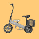 FREEGOEV K7-12 36V/12AH Foldable Electric Scooter Tricycle, 250W (95708161) - SAKSBY.com - Electric Bicycles - SAKSBY.com
