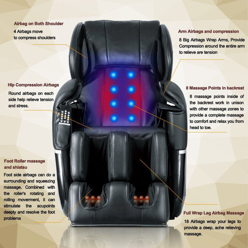 Full Body Electric Powered Shiatsu Zero Gravity Recliner Massage Chair W/ Heat (98204524) - SAKSBY.com - Front View