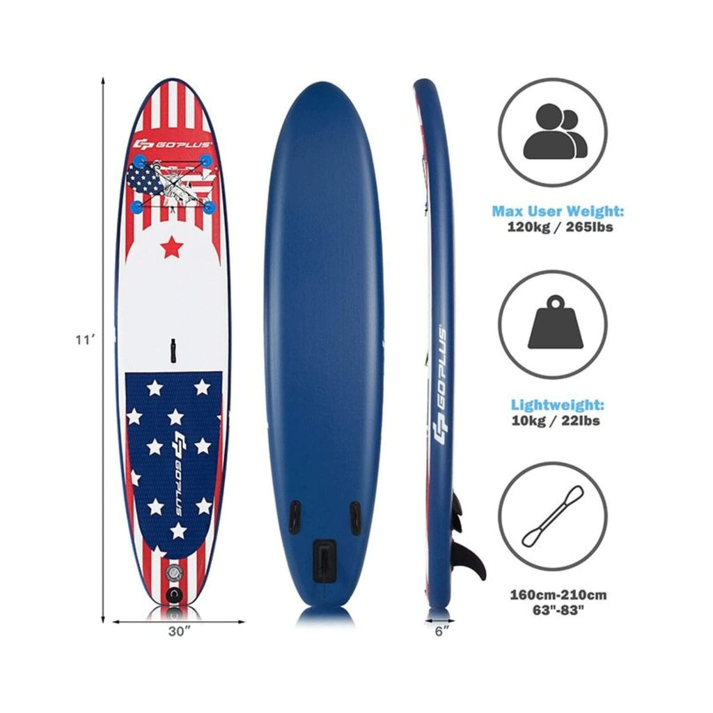 GoPlus 11FT Inflatable Stand Up Surfboard Paddle Board W/ Aluminum Paddle (SAK58739) - Saksby Wholesale - Dimensions