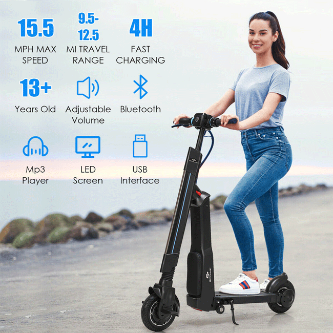 GOPLUS 250W Foldable Motorized Adult Electric Scooter With Seat - SAKSBY.com - Sports & Outdoors - SAKSBY.com