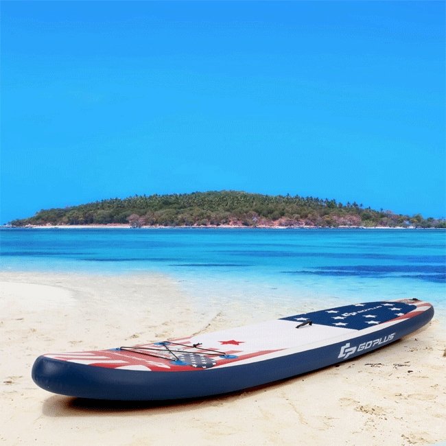GOPLUS Inflatable Stand Up Paddle Board Surfboard W/ Aluminum Paddle, 11FT - SAKSBY.com - Stand Up Paddle Boards - SAKSBY.com