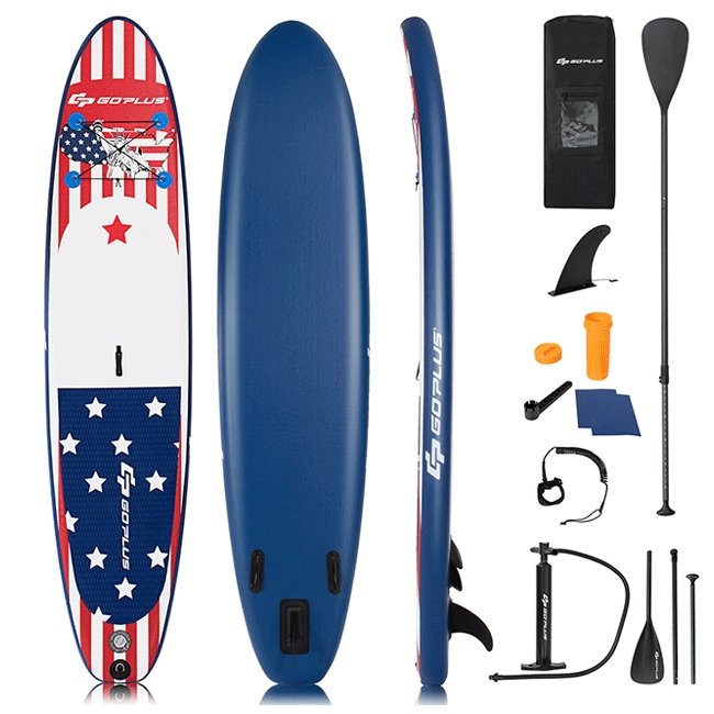 GOPLUS Inflatable Stand Up Paddle Board Surfboard W/ Aluminum Paddle, 11FT - SAKSBY.com - Stand Up Paddle Boards - SAKSBY.com