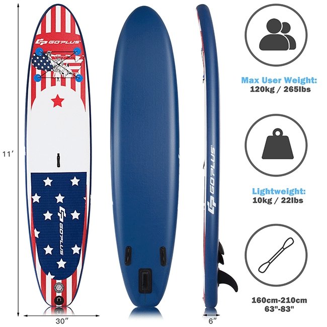 GOPLUS Inflatable Stand Up Paddle Board Surfboard W/ Aluminum Paddle, 11FT - SAKSBY.com - Stand Up Paddle Boards - SAKSBY.com