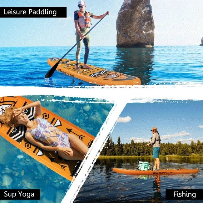GOPLUS Inflatable Stand Up Surfboard Paddle Board W/ SUP Aluminum Paddle, 10.5FT - SAKSBY.com - Zoom Parts View