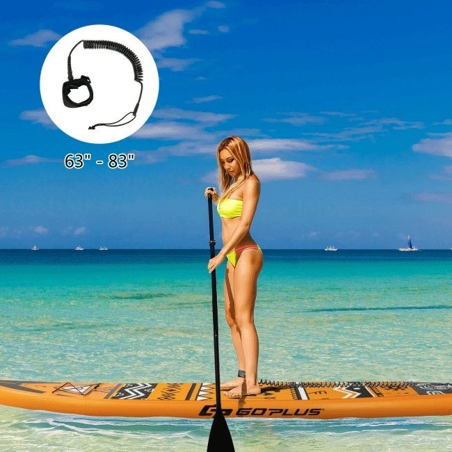 GOPLUS Inflatable Stand Up Surfboard Paddle Board W/ SUP Aluminum Paddle, 10.5FT - SAKSBY.com -Demonstration View