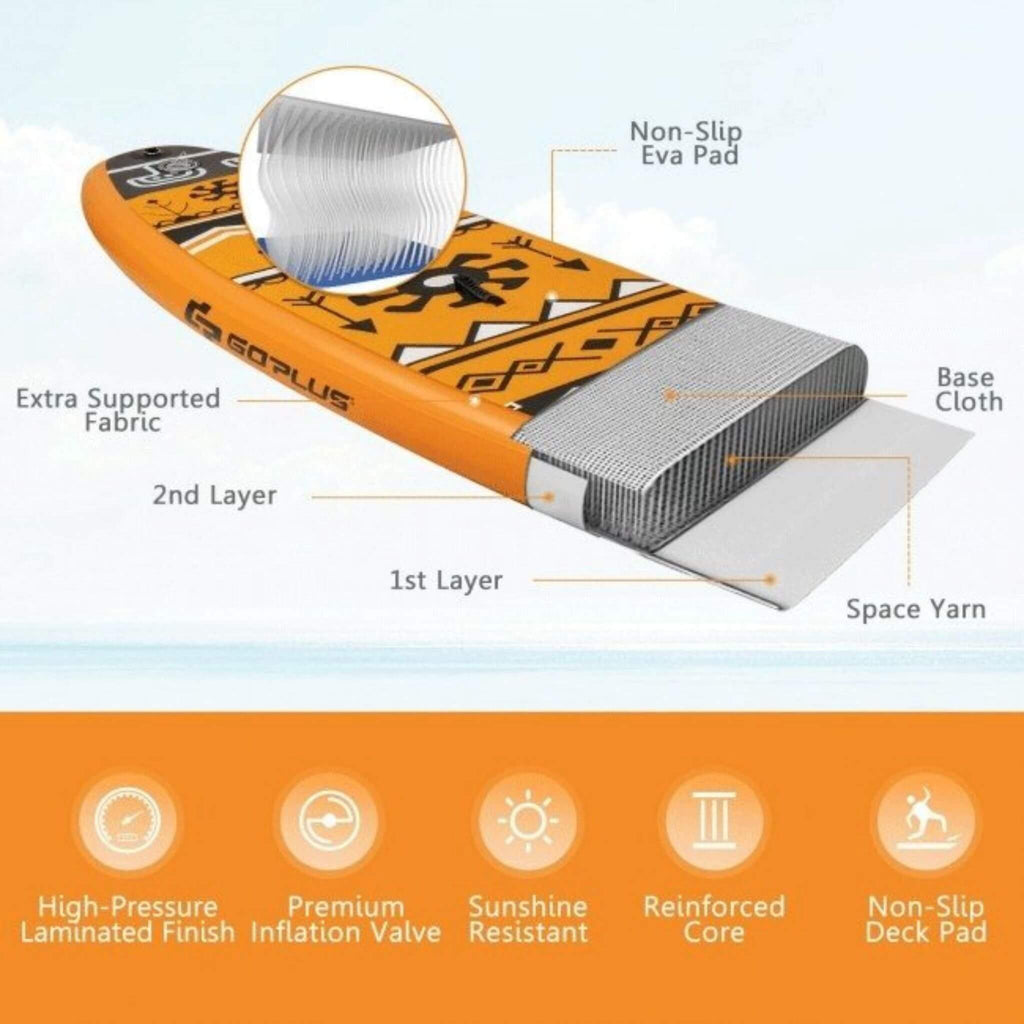 GoPlus Inflatable Stand Up Surfboard Paddle Board W/ SUP Aluminum Paddle, 10.5FT (SAK95162) - Saksby Wholesale -Component Details