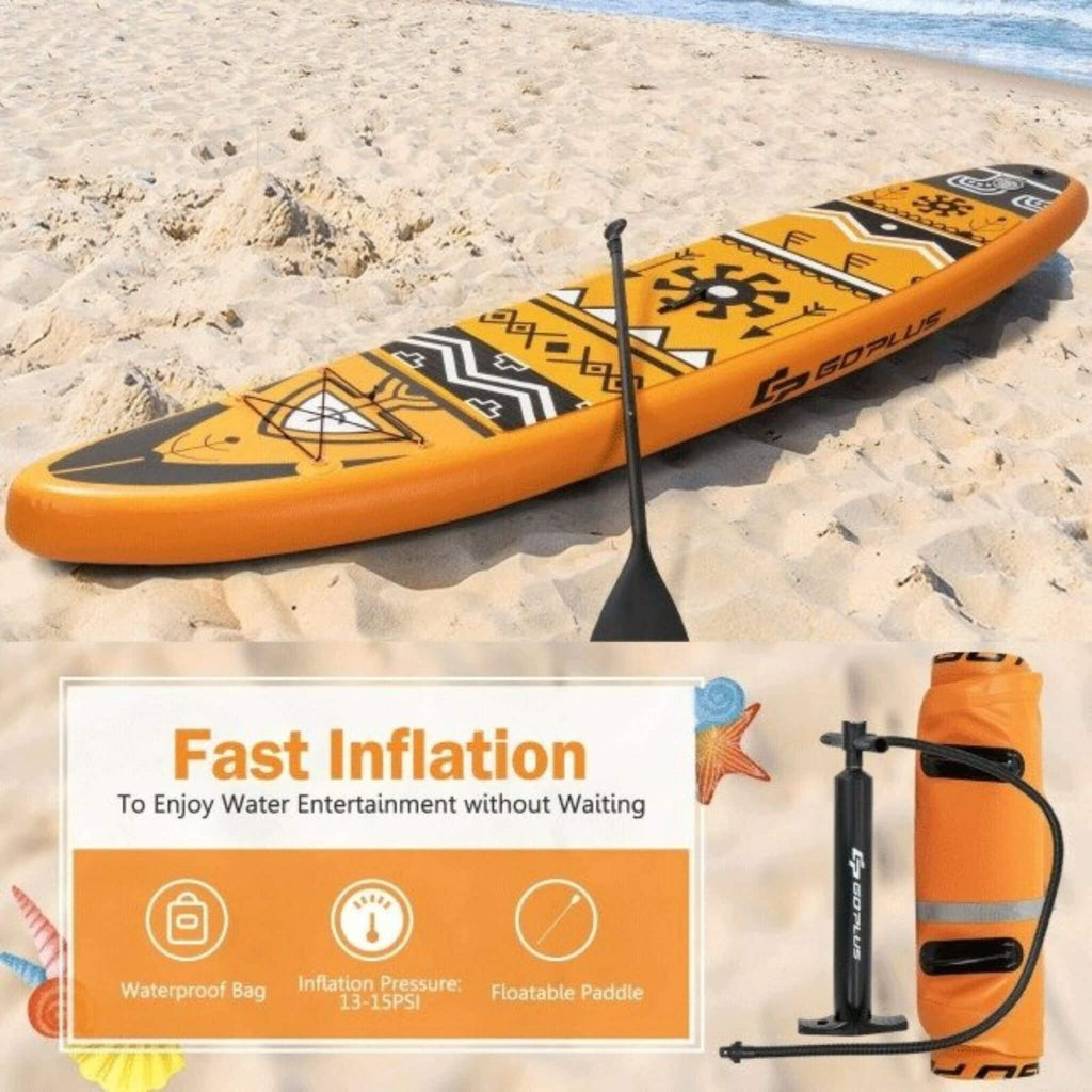 GoPlus Inflatable Stand Up Surfboard Paddle Board W/ SUP Aluminum Paddle, 10.5FT (SAK95162) - Saksby Wholesale - Fast Inflation