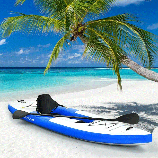 GOPLUS Long Inflatable Blow Up Kayak With Paddle & Hand Pump, 11FT - SAKSBY.com - Kayaks - SAKSBY.com