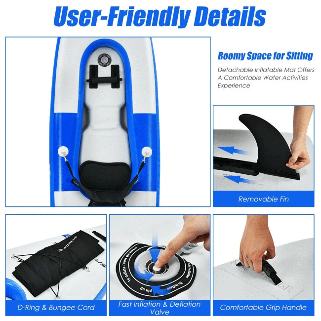 GOPLUS Long Inflatable Blow Up Kayak With Paddle & Hand Pump, 11FT - SAKSBY.com - Kayaks - SAKSBY.com
