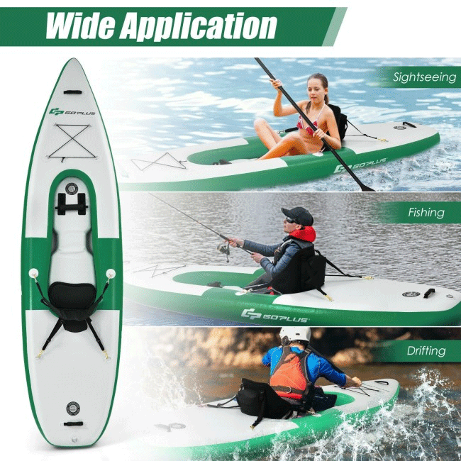 GOPLUS Long Inflatable Blow Up Kayak With Paddle & Hand Pump, 11FT - SAKSBY.com - Kayaks - SAKSBY.com