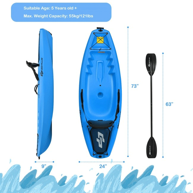 GOPLUS Premium Youth Sit On Top Kayak W/ Paddles & Folding Backrest, 6FT - SAKSBY.com - Kayaks - SAKSBY.com