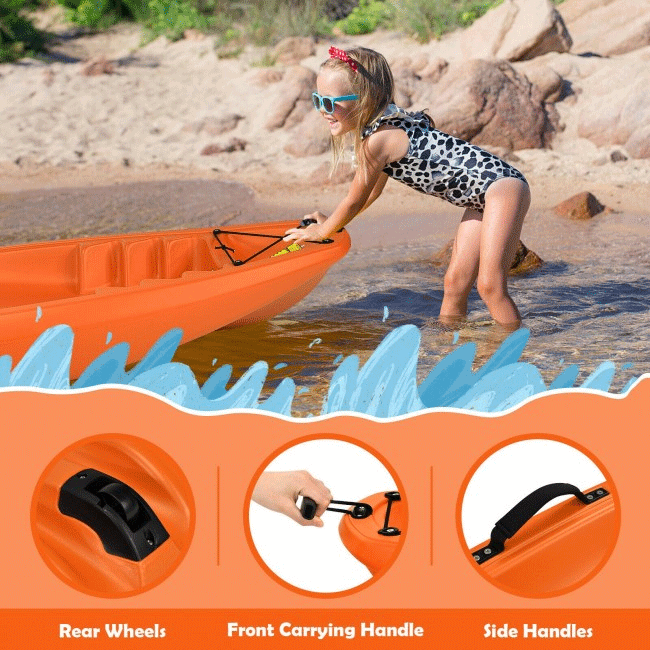 GOPLUS Premium Youth Sit On Top Kayak W/ Paddles & Folding Backrest, 6FT - SAKSBY.com - Kayaks - SAKSBY.com