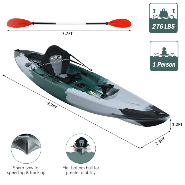 GOPLUS Sit-On-Top Fishing Kayak Canoe With Fishing Rod Holders & Paddle, 10FT - SAKSBY.com - Kayaks - SAKSBY.com