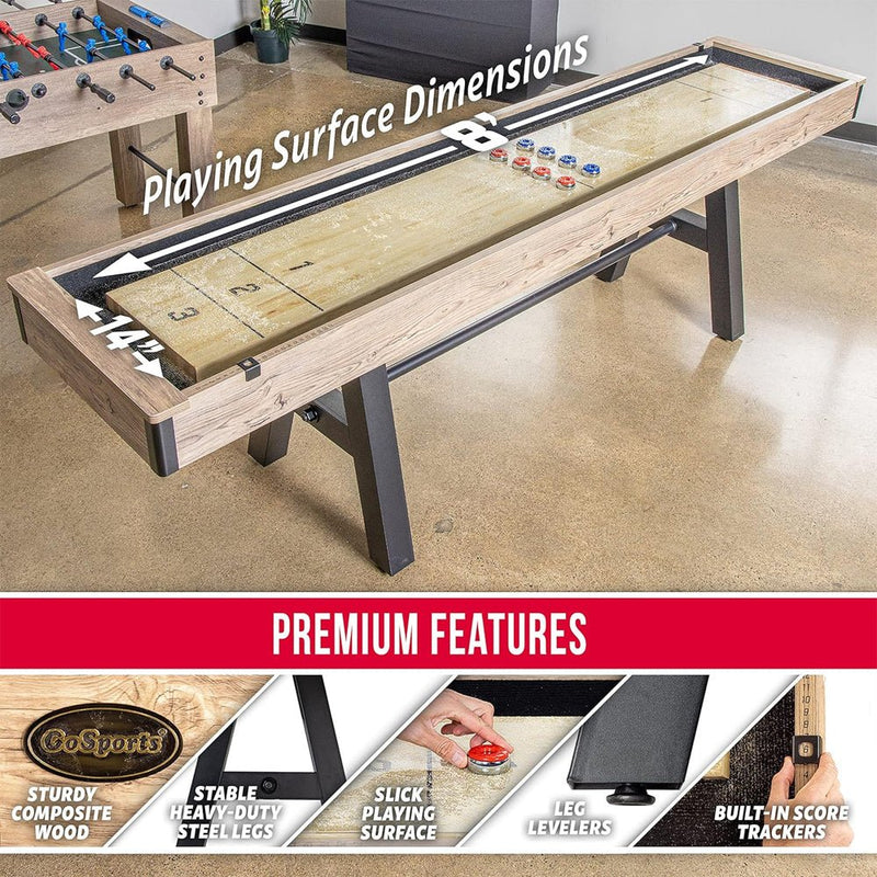 GOSPORTS Premium Shuffleboard Table Set For Game Rooms With Pucks, Wax, And Brush, 9FT (96275134) - SAKSBY.com - Poker & Game Tables - SAKSBY.com