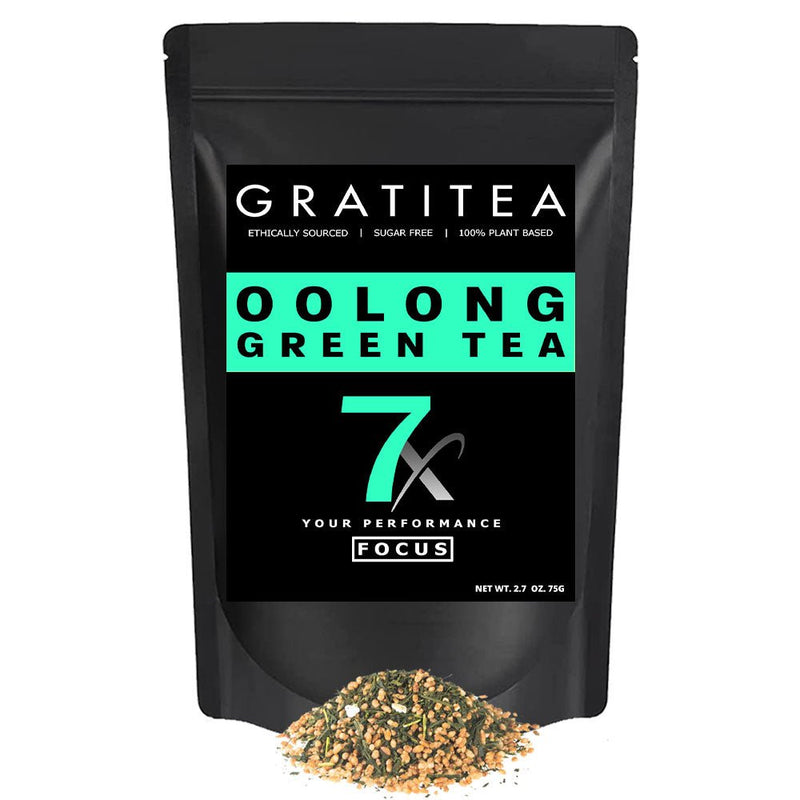 GRATITEA Oolong Green Tea - All-Natural High Performance Loose Leaf Tea, 75G - SAKSBY.com -Front View