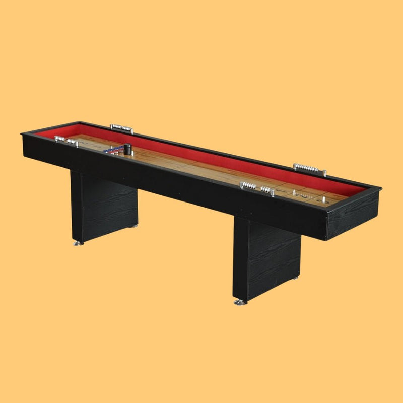 HATHAWAY AVENGER Shuffleboard With Padded Gutters, Leg Levelers, 8 Pucks And Wax, 9FT (91524637) - SAKSBY.com - Poker & Game Tables - SAKSBY.com