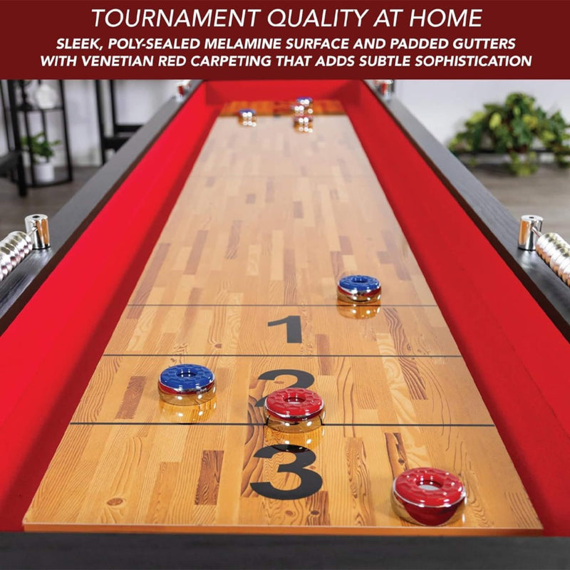 Hathaway Avenger Shuffleboard With Padded Gutters, Leg Levelers, 8 Pucks And Wax, 9FT (SAK24637) - Saksby Wholesale - Tournament Quality At Home