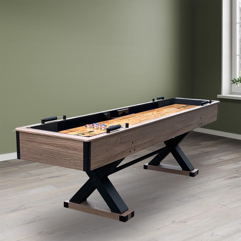 HATHAWAY EXCALIBUR Rustic Shuffleboard Table With Leg Levelers, 9FT (96847512) - SAKSBY.com - Poker & Game Tables - SAKSBY.com