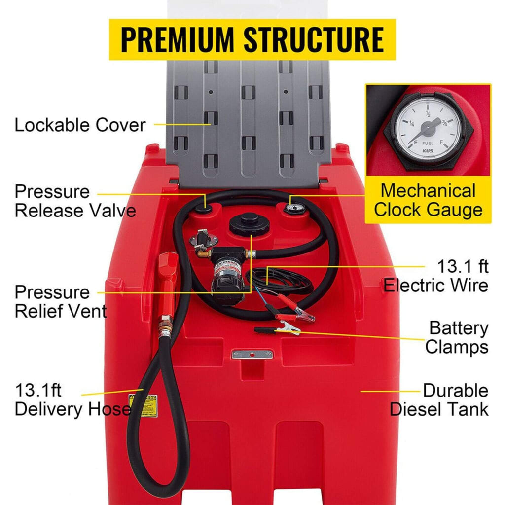 Heavy-Duty 116 Gal Portable Diesel Fuel Transfer Tank With Automatic Pump & Hose (SAK77594) - Saksby Wholesale - Premium Structure Details
