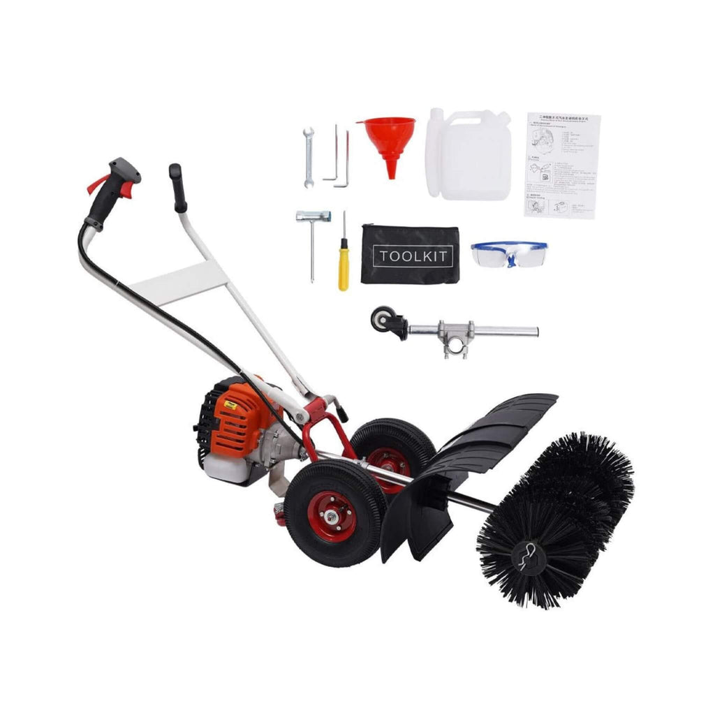 Heavy-Duty 2.5HP 2-Stroke 52CC 24-Inch Gas-Powered Walk-Behind Brush Sweeper Broom (SAK38624) - Saksby Wholesale - With Toolkit View