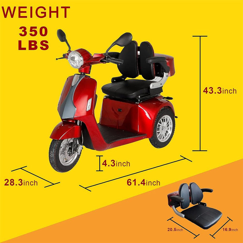 Heavy-Duty All-Terrain Electric Powered Mobility Scooter For Seniors & Adults, 800W (96314725) - Measurement View