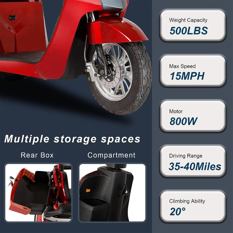 Heavy-Duty All-Terrain Electric Powered Mobility Scooter For Seniors & Adults, 800W (96314725) - Zoom Parts View
