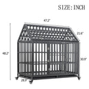 Heavy Duty Carbon Steel Dog Kennel Cage Crate W/ Sloped Roof And Wheels, 48" (96473812) - Measurement View