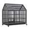Heavy Duty Carbon Steel Dog Kennel Cage Crate W/ Sloped Roof And Wheels, 48" (96473812) - SSide View