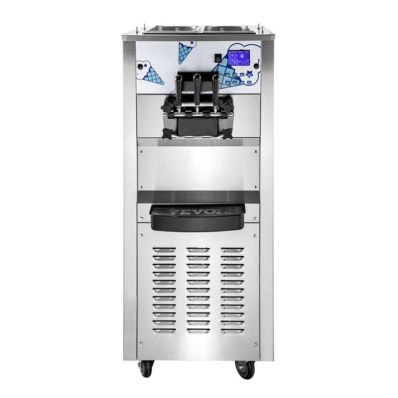 Heavy Duty Commercial Two Hopper Soft Serve Ice Cream Machine With LCD Panel, 2500W (95372618) - Front View