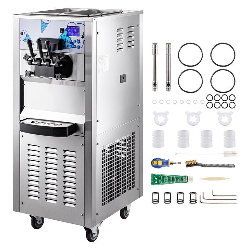Heavy Duty Commercial Two Hopper Soft Serve Ice Cream Machine With LCD Panel, 2500W (95372618) - Side View