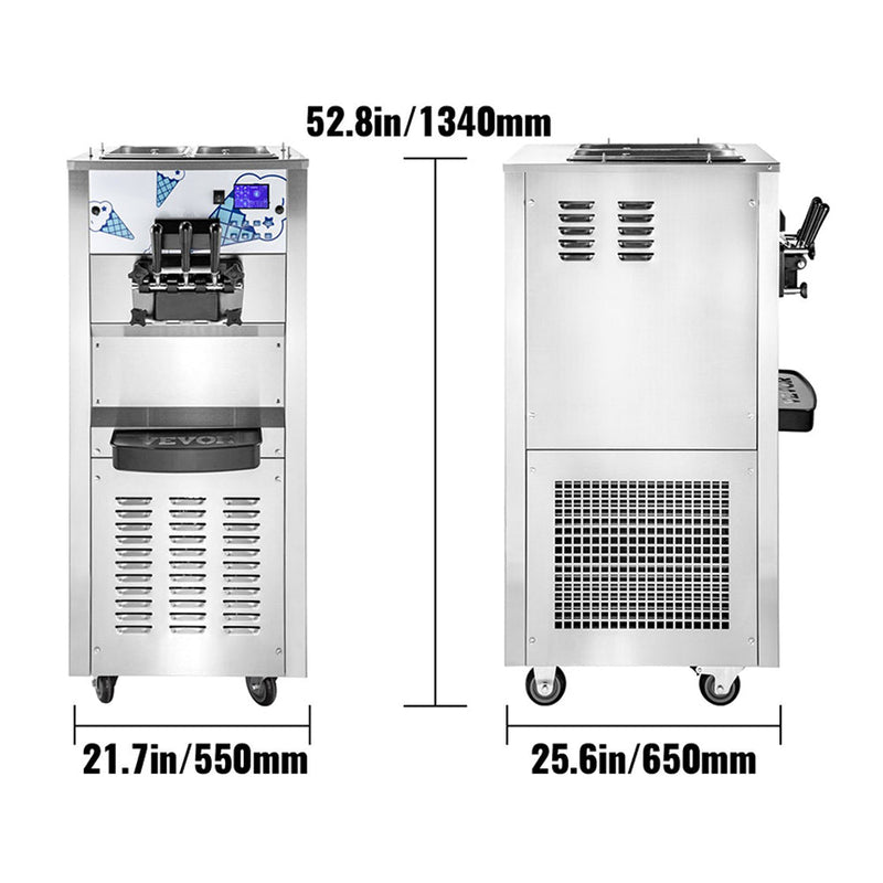 Heavy Duty Commercial Two Hopper Soft Serve Ice Cream Machine With LCD Panel, 2500W (95372618) - Comparison View