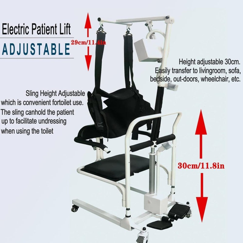 Heavy Duty Electric Battery-Powered Patient Transfer Chair Lift Sling With Commode, 330LBS (95731642) - SAKSBY.com - Patient Lifts - SAKSBY.com