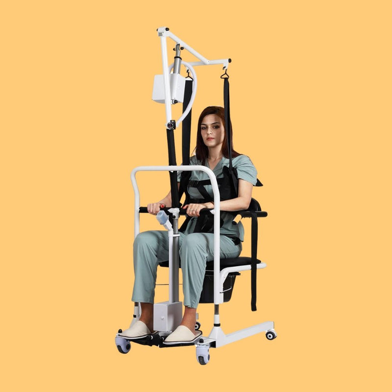 Heavy Duty Electric Battery-Powered Patient Transfer Chair Lift Sling With Commode, 330LBS (95731642) - SAKSBY.com - Patient Lifts - SAKSBY.com