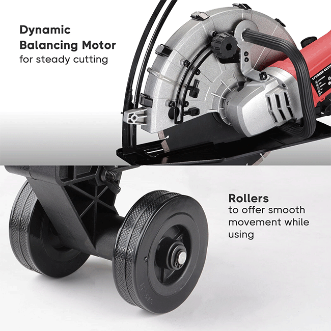 Heavy Duty Electric Circular Concrete Cut Off Saw Cutter W/ Guide Roller, 14" - SAKSBY.com - Concrete Cutters - SAKSBY.com