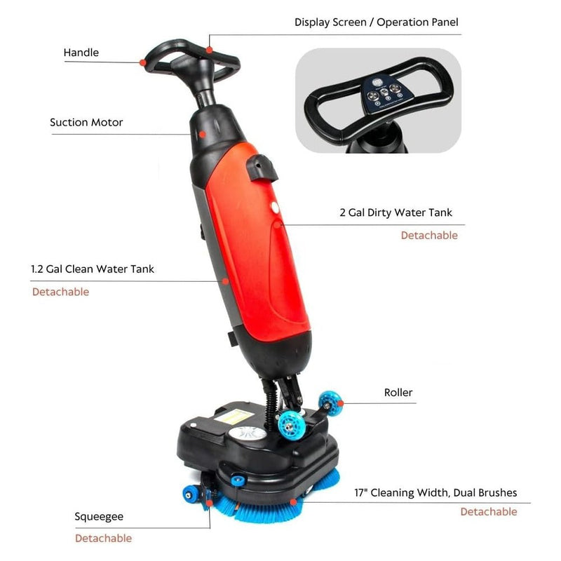 Heavy Duty Electric Commercial Dual Rotary Floor Scrubber Machine, 17" (97214853) - SAKSBY.com - Floor Scrubbers - SAKSBY.com