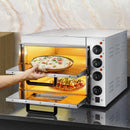 Heavy Duty Electric Indoor Commercial Countertop Double Deck Pizza Oven, 2000W - SAKSBY.com - Demonstration View