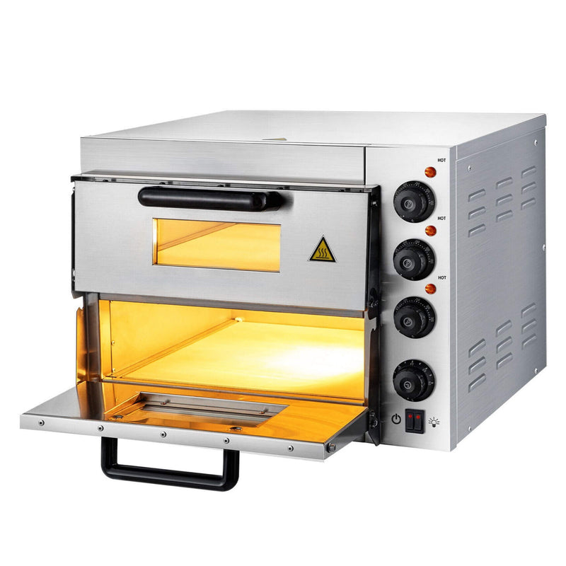 Heavy Duty Electric Indoor Commercial Countertop Double Deck Pizza Oven, 2000W (SAK36147) SAKSBY - With White Background View